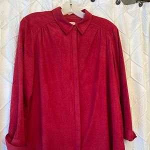 Red sueded blouse with covered buttons - Chico's Size 3